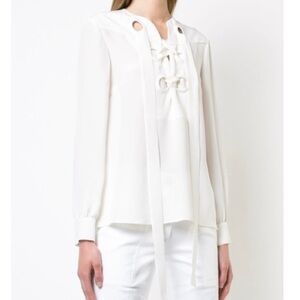 Derek Lam silk blouse in ivory with a lace-up tie Size 42 / US6